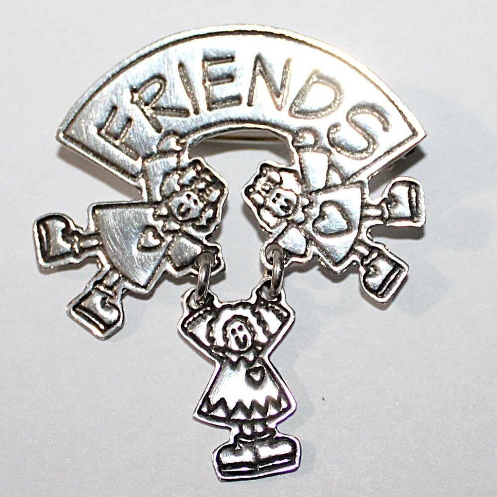 Vintage Sterling Silver Women Friends Brooch 6 grams EFS